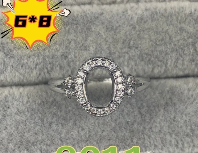 Oval denier ring ornament with 6*8mm stone and five-pointed star elements on electroplated copper
