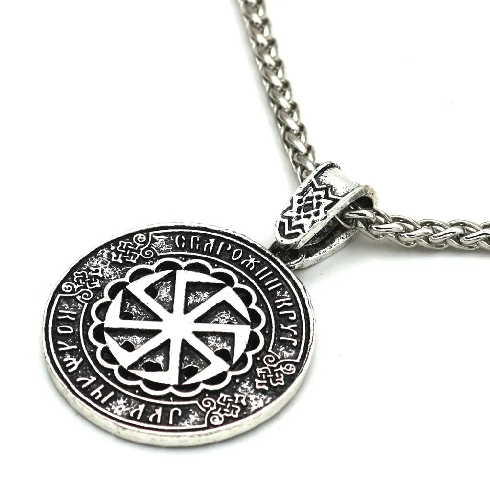 Lunavin ODing logo necklace with alloy pendant on adjustable snake bone chain and leather rope options
