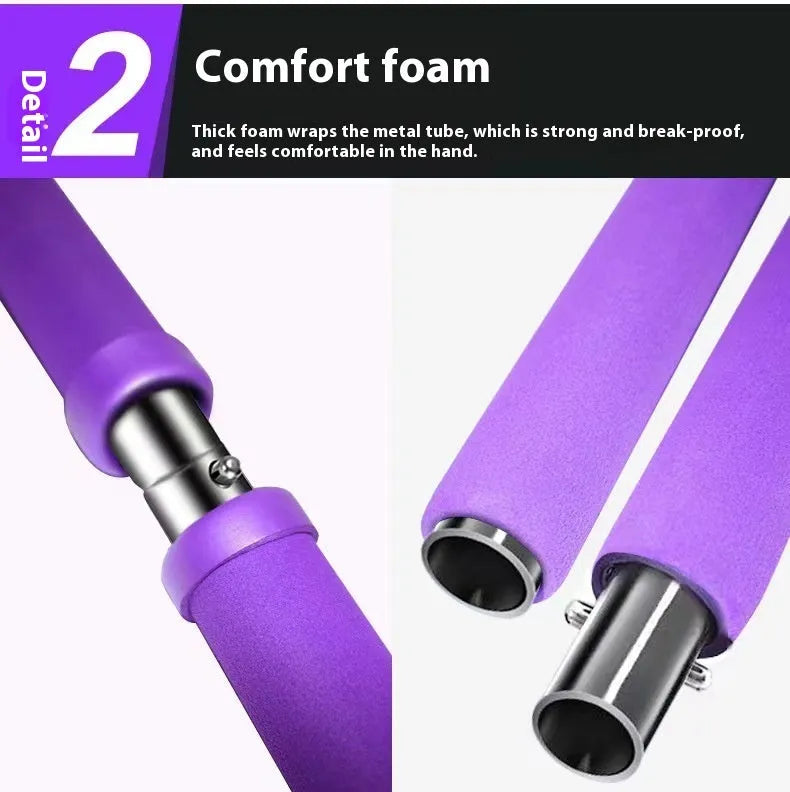 Adjustable fitness pulling rope in purple with bubble bag packaging for resistance training