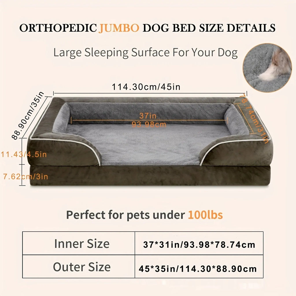 Removable washable U-shaped pet sofa in light gray cloth, L size