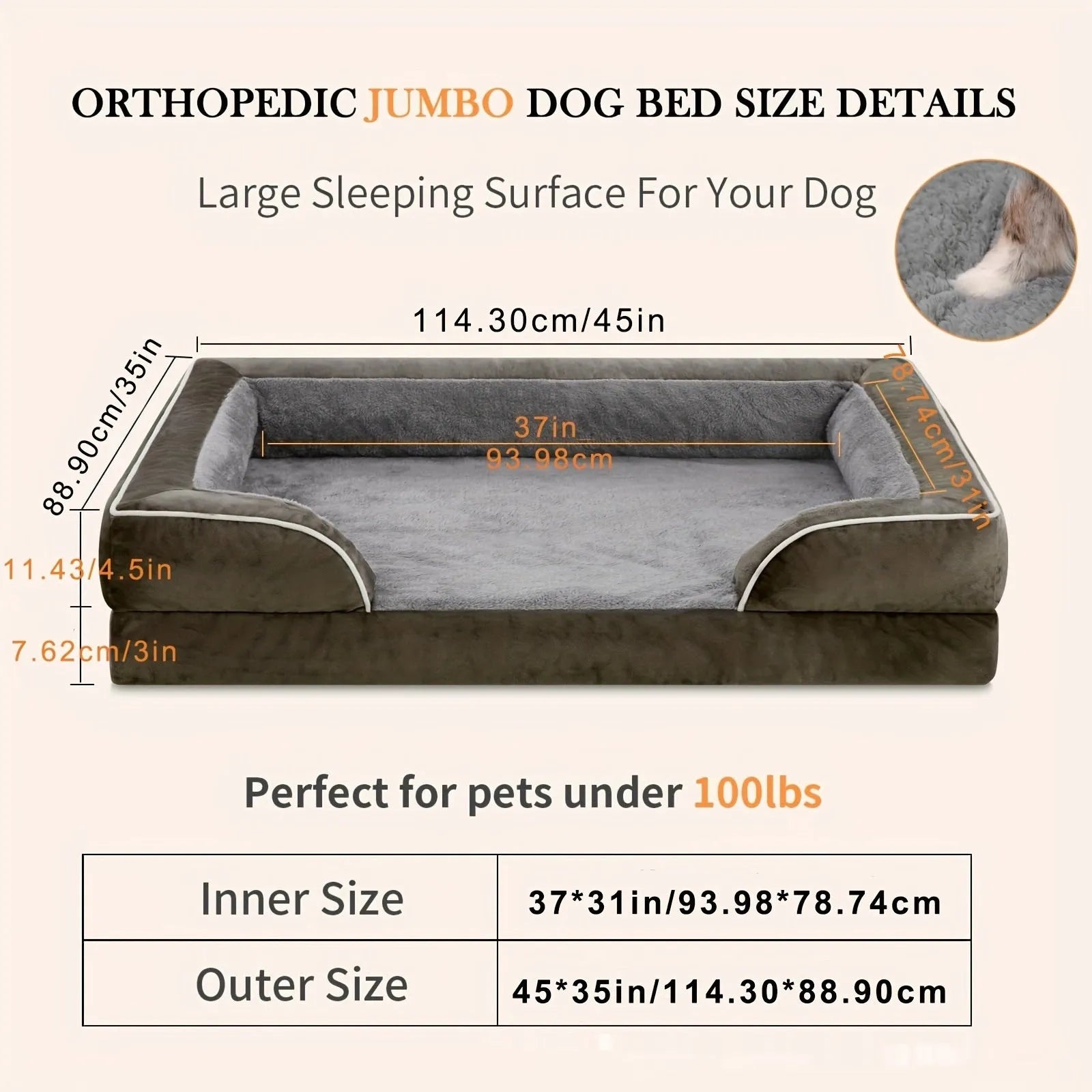 Removable washable U-shaped pet sofa in light gray cloth, L size