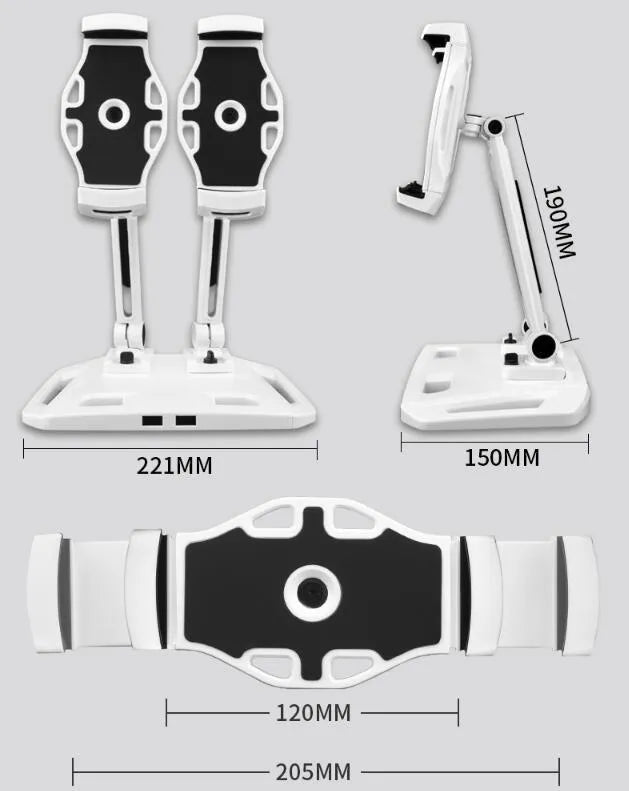 Desktop double stand aluminium alloy phone holder in white colour