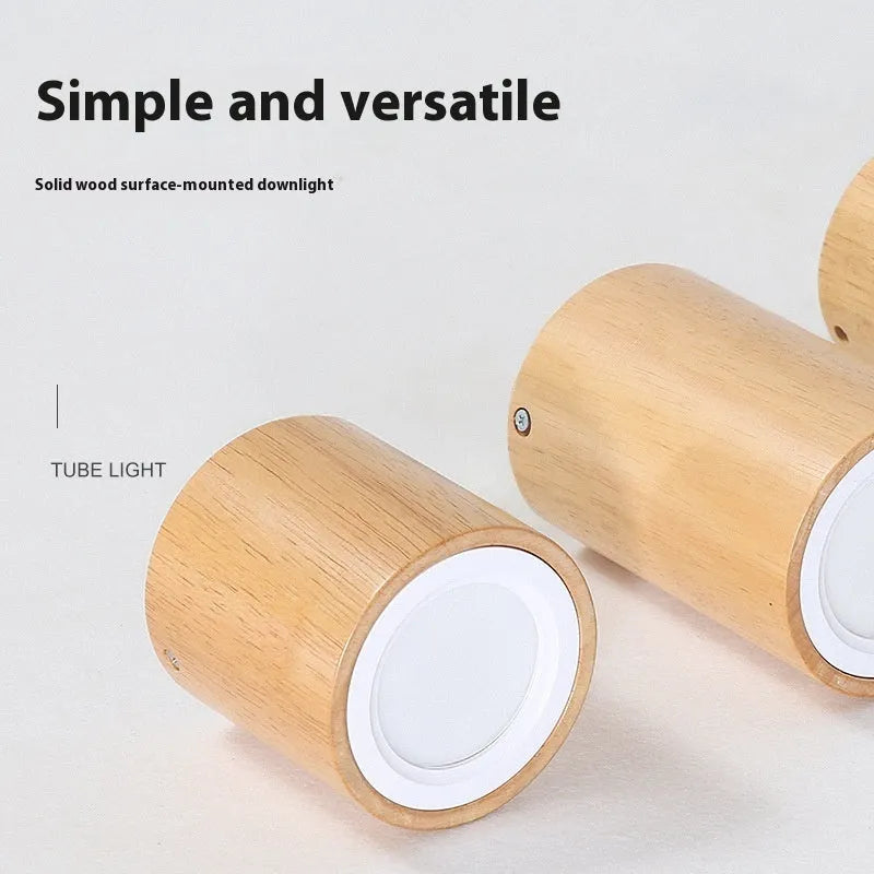 Modern solid wood surface mounted downlight in round and square shapes for corridor ceiling.