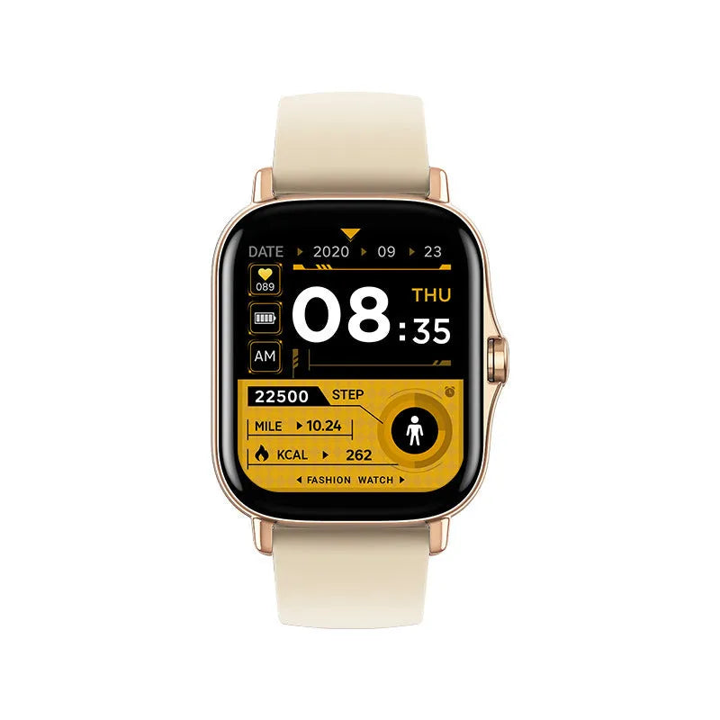 GT20 smartwatch with alloy case and silicone band showing health metrics on 1.75-inch screen