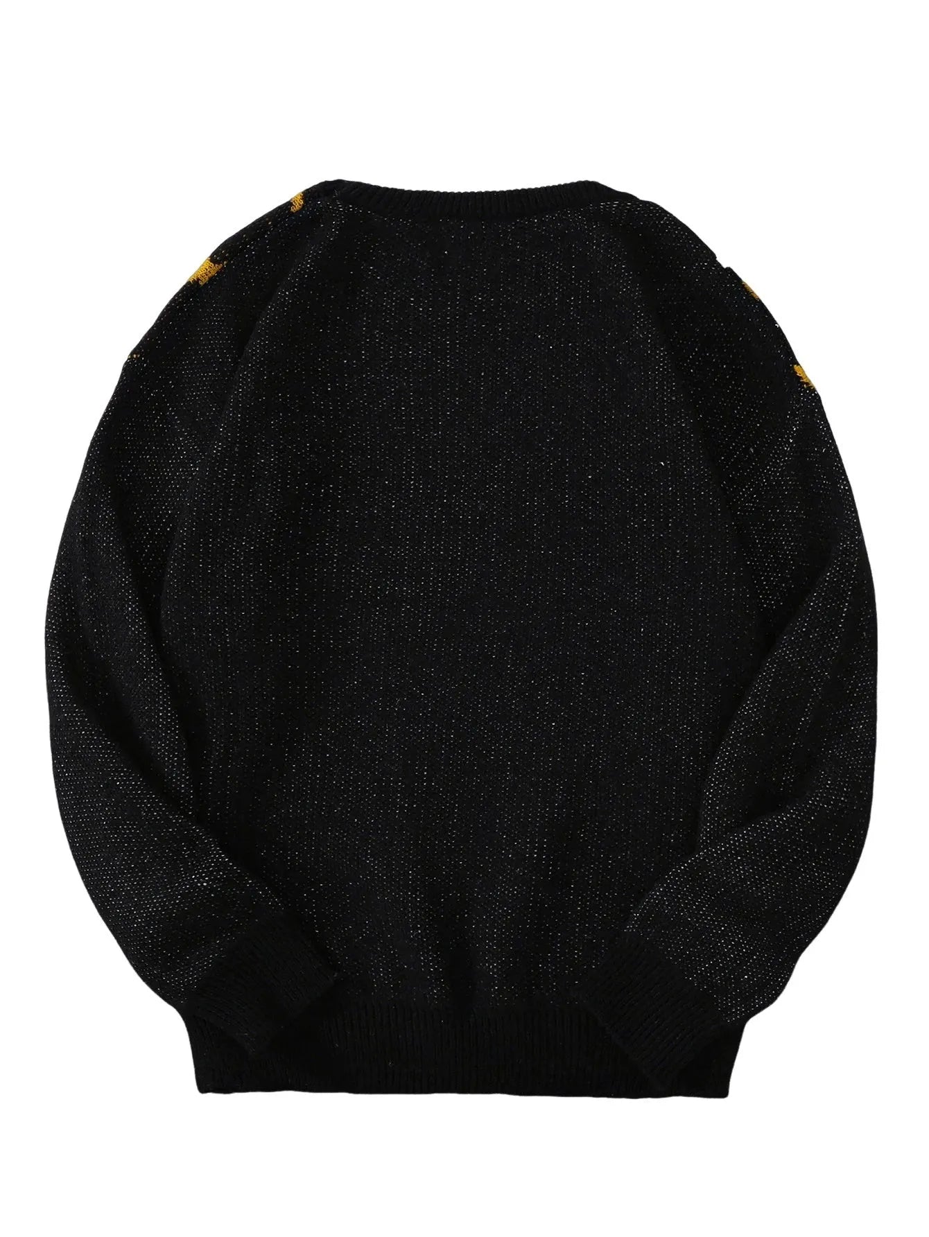 Men's loose-fit pullover sweater in black gray stripe, modal and rabbit fur blend, casual knitwear