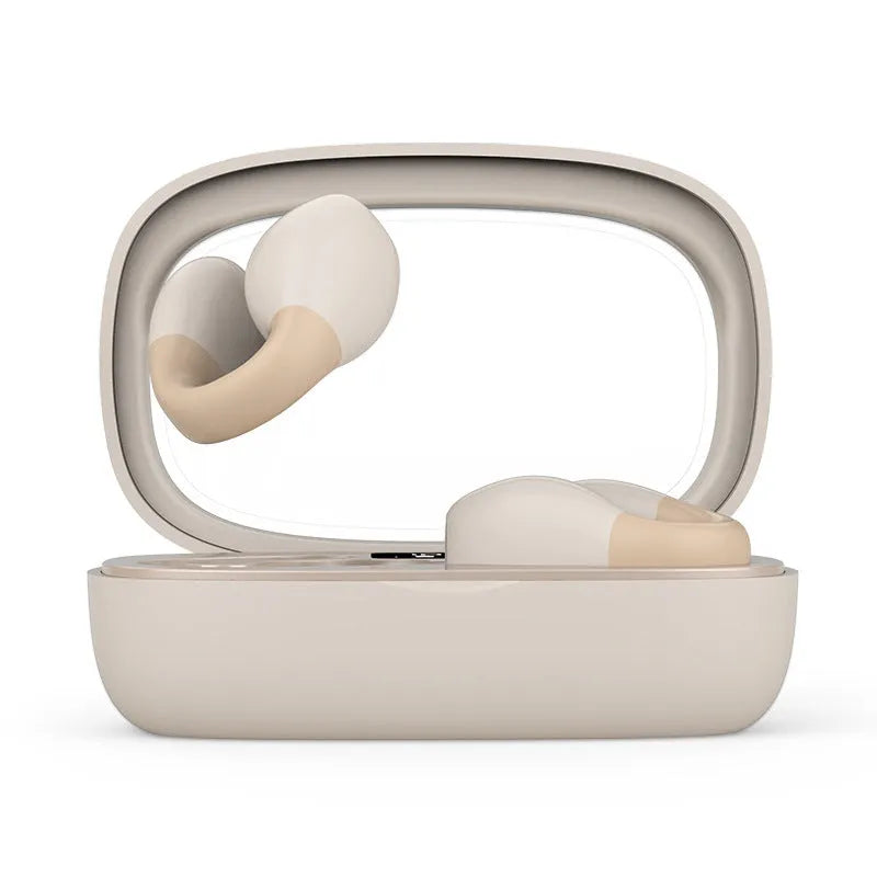 Clip-on Bluetooth headset with digital display in pink, white, and black colours