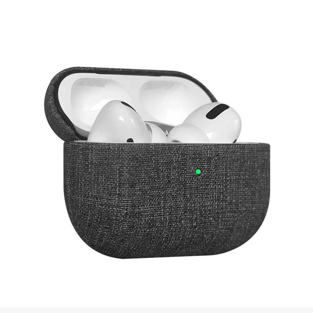 All-inclusive fabric PU cloth pattern protective cover for AirPods AirPods Pro and AirPods 3 in grey