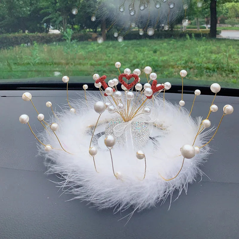 Clay diamond star decoration ornament for car centre console in a red love pearl starry sky design.