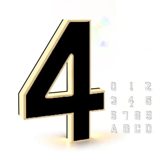 Waterproof LED luminous acrylic house number in style 0 with electroplated finish, mounted on wall