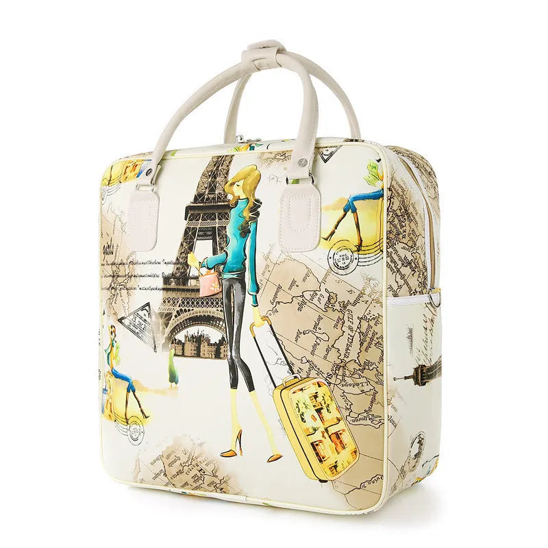 Medium cartoon cute style waterproof PU leather travel bag with three-dimensional pockets