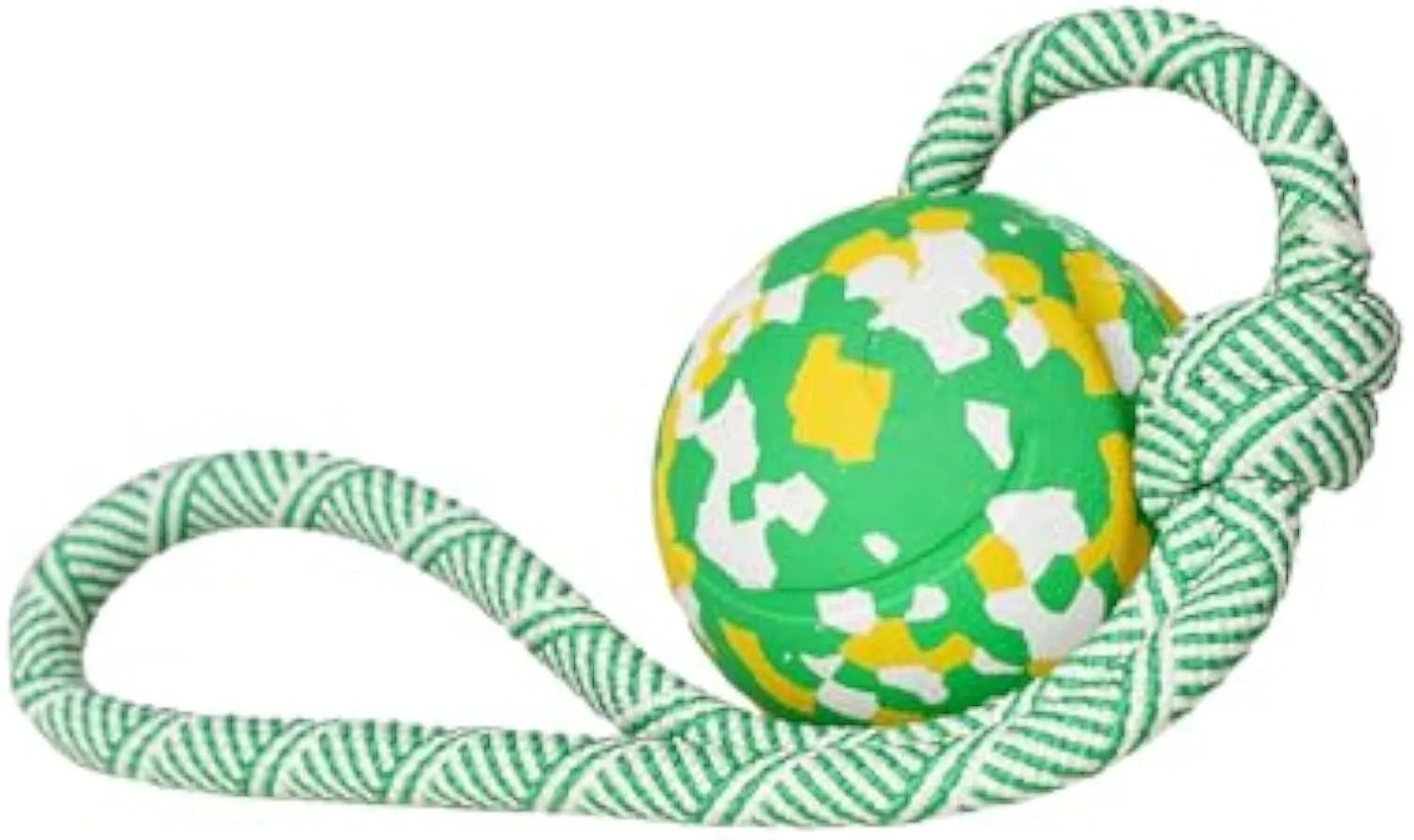 Natural rubber dog ball on rope toy for medium and small dogs with nylon rope attachment