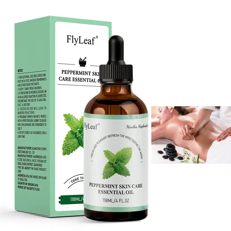 118ml bottle of pure natural peppermint essential body oil for aromatherapy diffuser and massage use