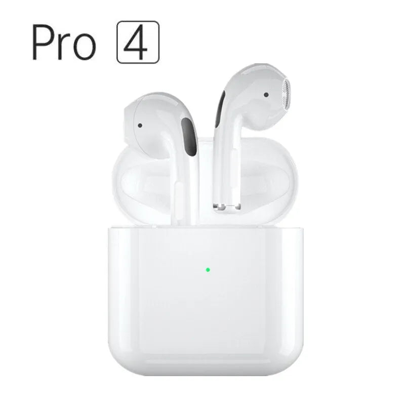 Pro4 White and Pro4 Black wireless Bluetooth sports in-ear headphones on a plain background