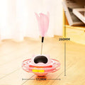 Pink cat tumbler turntable interactive toy with colourful ball inside, dimensions 17cm by 10cm