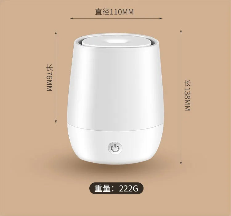 White USB-powered aromatherapy diffuser with flame effect and compact design