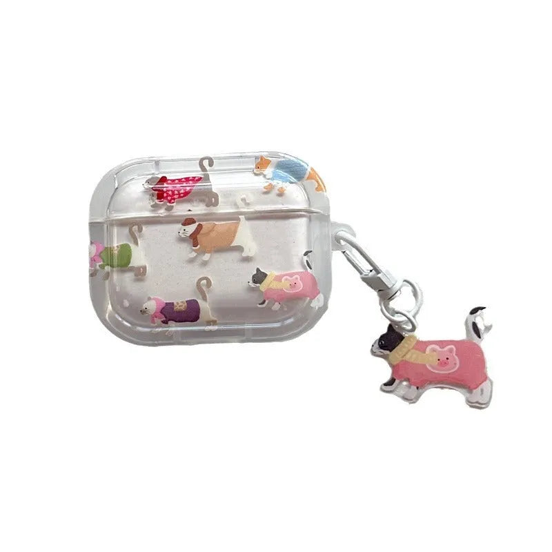 Gradient sausage dog embossed TPU protective case for AirPods 1-3 Pro and Pro 2