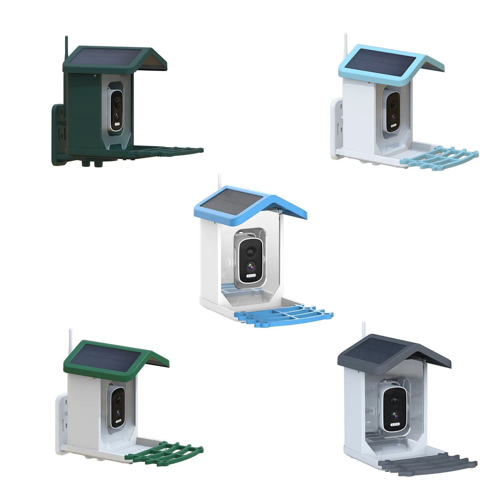 Q40 intelligent bird feeder in sky blue with solar panel and HD camera for garden birdwatching