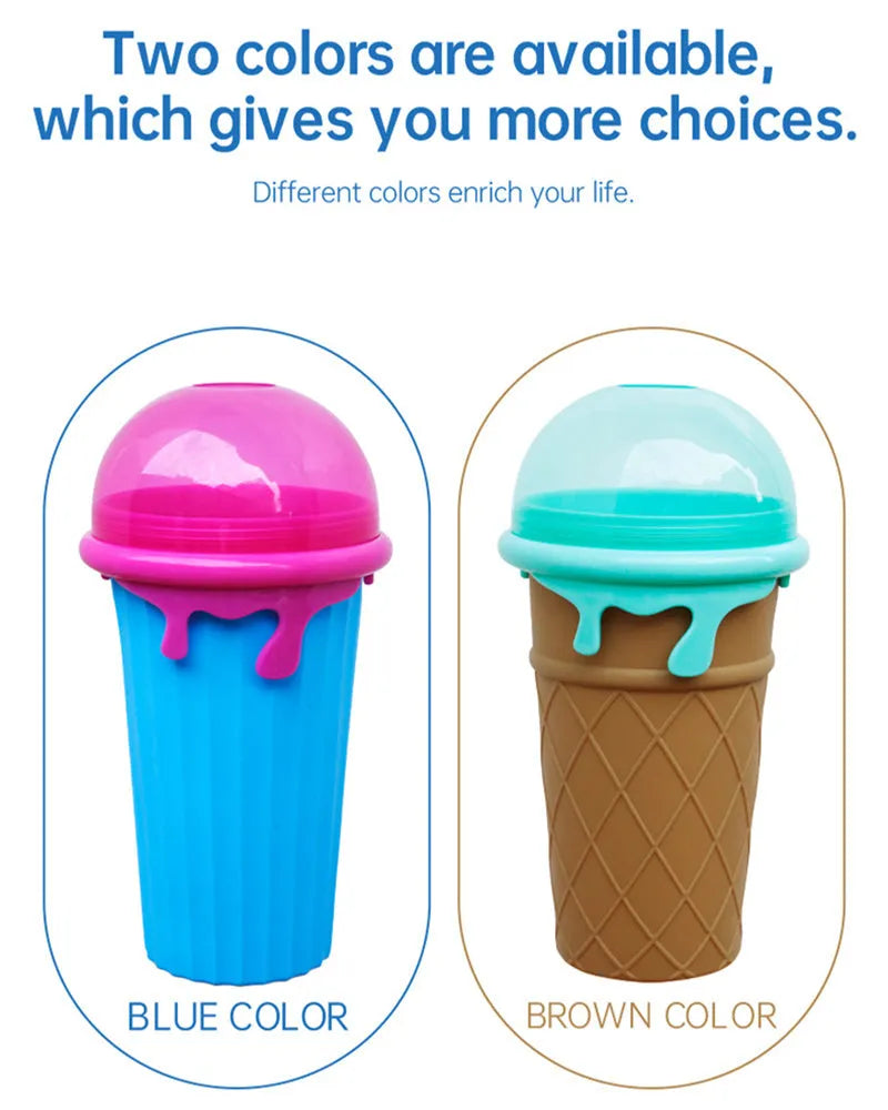 Blue 500ml slushy maker cup for quick-frozen smoothies and homemade juice