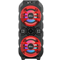 Portable Bluetooth speaker with colour LED lights in blue colour option showing control buttons