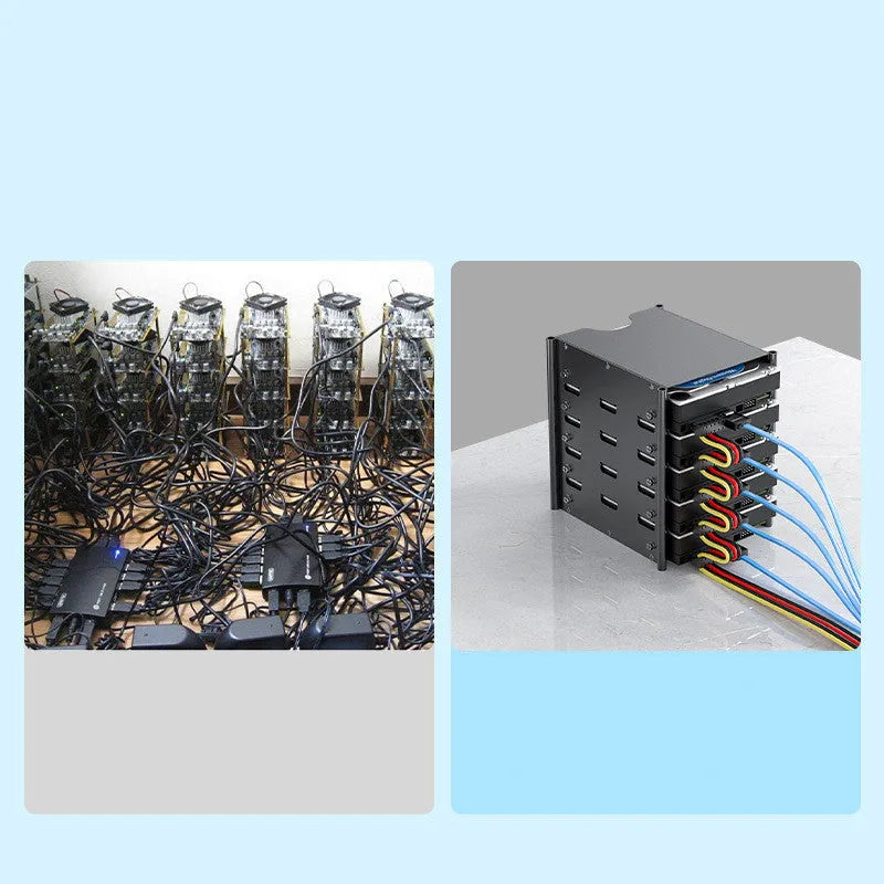 Black metal 5-layer hard drive storage bracket for 3.5-inch drives with screwdriver and screws, 145x140x115mm