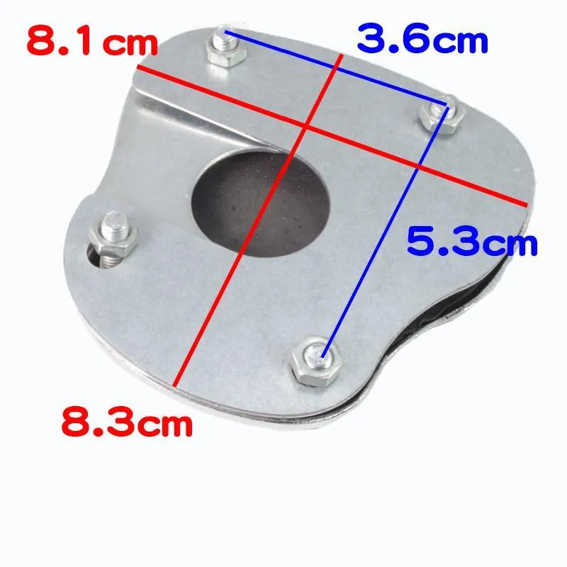 Universal motorcycle brake pedal skid plate in metal with three style options