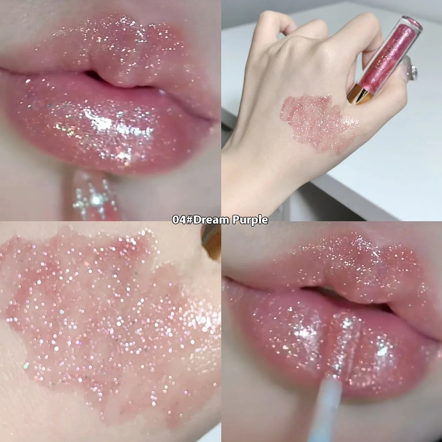 Shanuo moisturising lip gloss with water light mirror finish showing five colour options