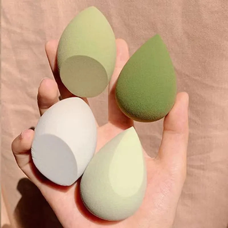 Set of 10 colourful non-latex makeup sponges in pear, bevel, drop, and peach heart shapes