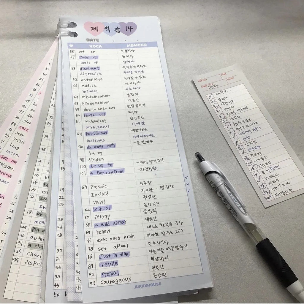 Vertical English learning notepad with double-sided printing in half-B5 size with coloured cover