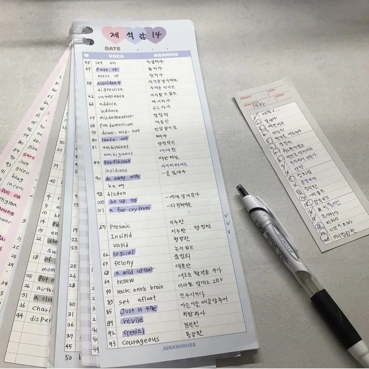 Vertical English learning notepad with double-sided printing in half-B5 size with coloured cover