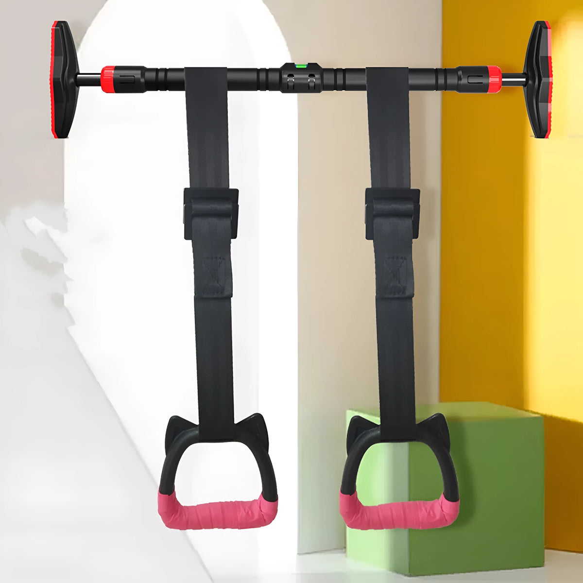 Black PP children's pull rings with webbing and hand glue for home horizontal bar training