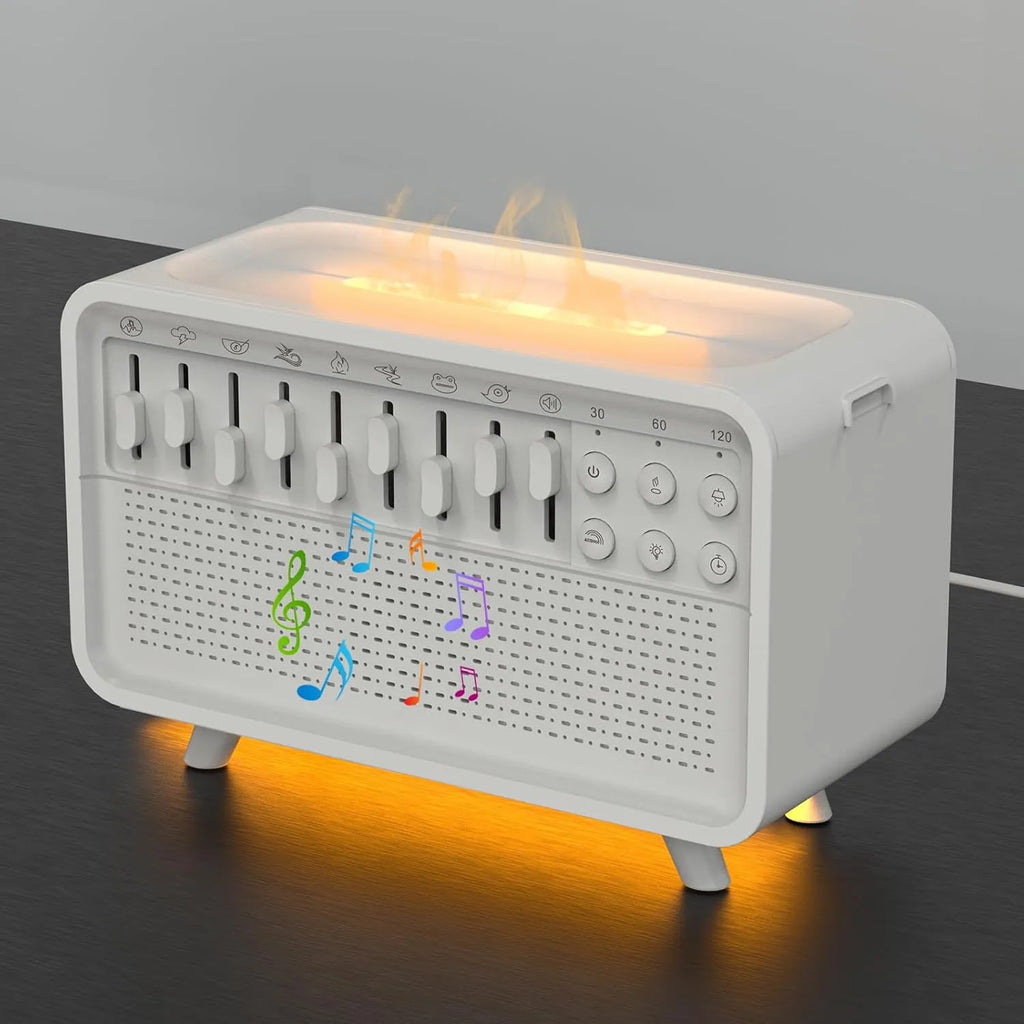 White geometric stereo Bluetooth speaker white noise machine with humidifier and night light functions