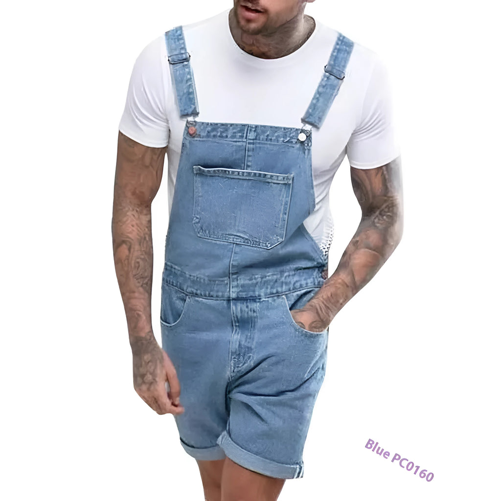 Youth denim suspender pants in black with zipper fly and medium elastic fabric for summer casual wear