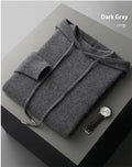 Men's light grey cashmere hooded sweatshirt and trousers leisure set on mannequin