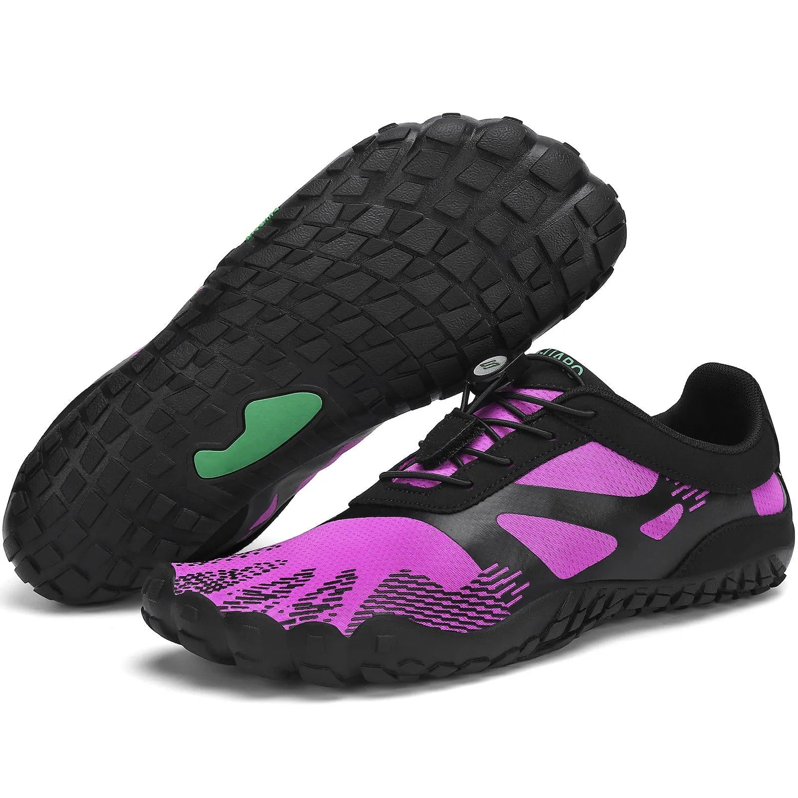 Men's rubber mesh water sports shoes in black with lace-up closure and rubber outsole