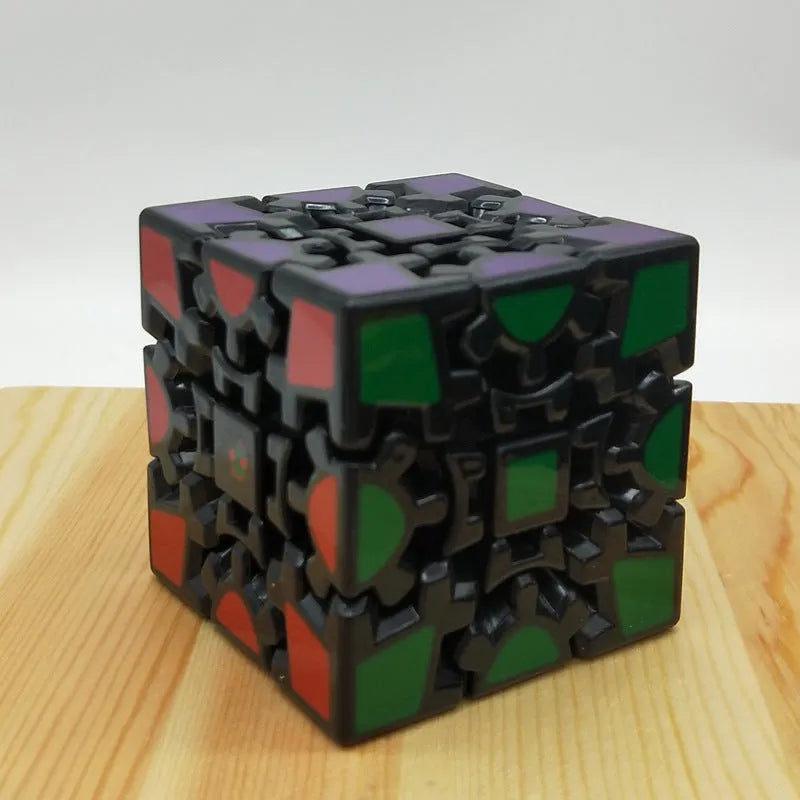Gear cube third-order magic Rubik's cube plastic construction heat transfer printing black white