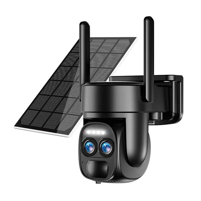 Solar-powered 8x zoom surveillance camera with full colour night vision for outdoor security