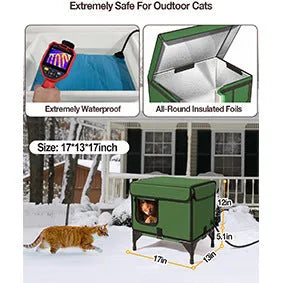 Green foldable cloth cat cage with insulation, shown in a small size.
