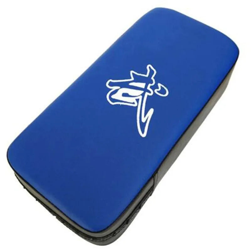 Thickened blue square foot boxing pad in vertical stance for Sanda training
