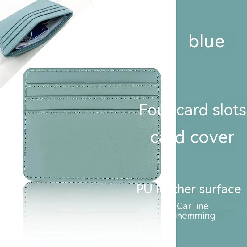 Compact leather cutting ferrule with multiple card slots in black, showing the front exterior and card storage capacity