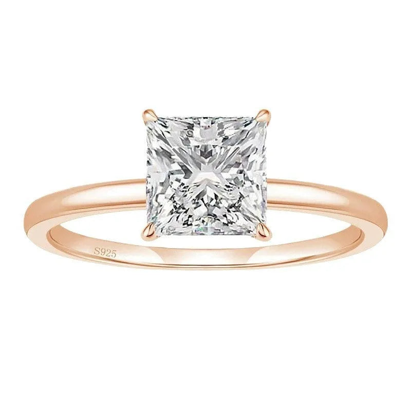 Simple geometric women's ring in 925 sterling silver, available in gold, rose gold, and silver tones.