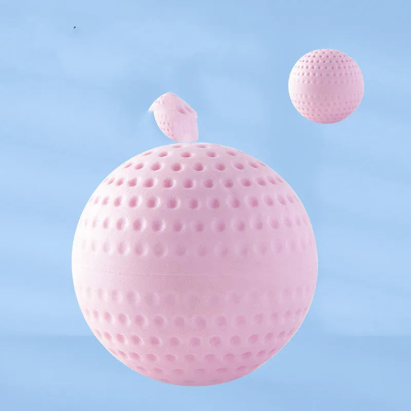 Three-ball multifunctional cervical spine massager in pink or light blue for neck, head, legs, and feet, no power required