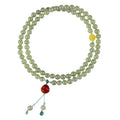 Pale blue Hetian jade bracelet with 6mm beads in three-circle adjustable design