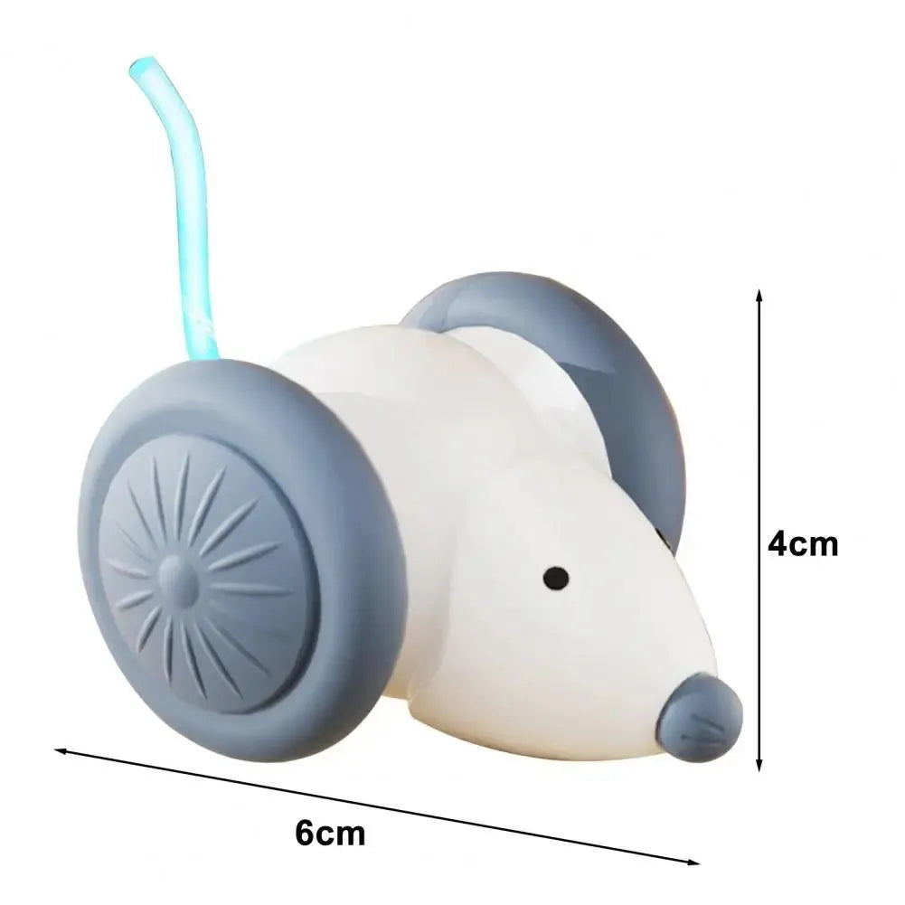 Green and white plastic automatic electric mouse cat teasing stick toy for indoor cats