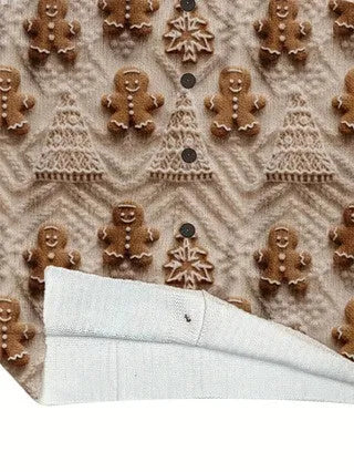Loose fit digital printed polyester top with lapel collar available in multiple sizes