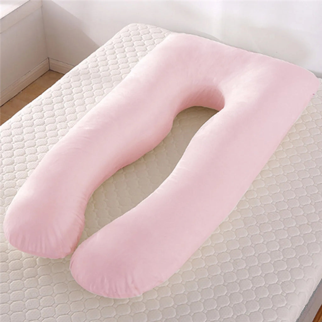 U-shaped pregnancy pillow in ice silk fabric, shown in grey colour.