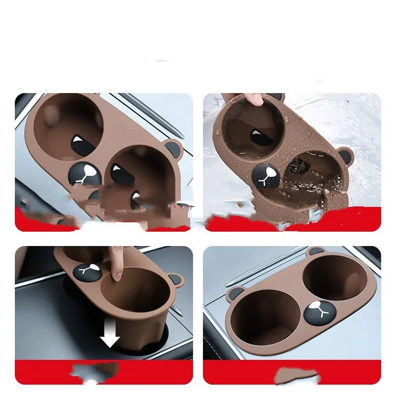 Silicone cup holder limiter with cartoon pattern for car centre console anti-shake stabilisation