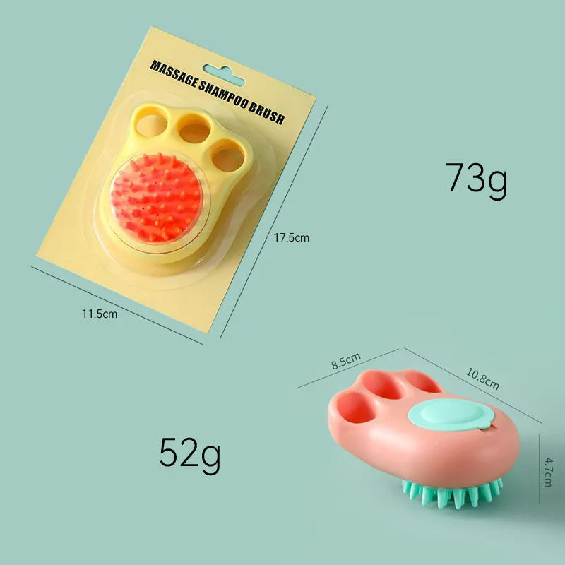 Silicone pet bath brush for cats and dogs measuring 12cm with soft bristles