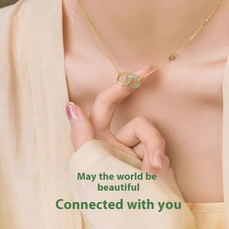 Sterling silver bamboo joint peace buckle necklace with O-ring chain and pearl detail