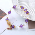 Purple crystal bracelet with micro-inlaid cherry blossom design and secure clasp for women