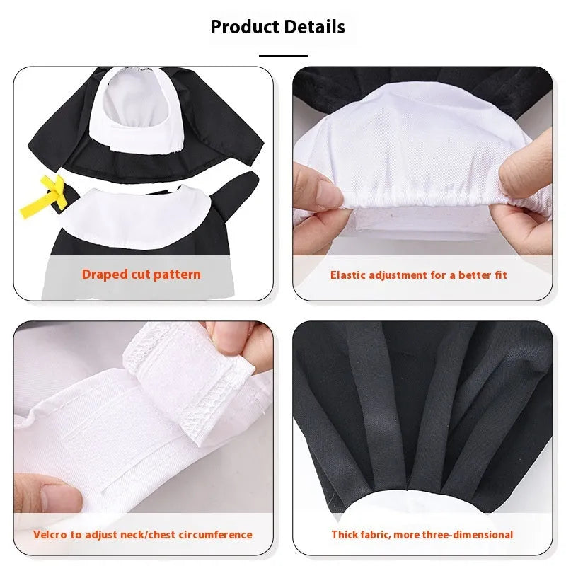 Black nun costume for pet Halloween dressing on dog or cat
